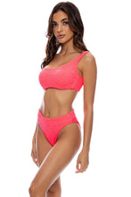 PURA CURIOSIDAD - One Shoulder Lace Back Top & High Leg Banded Waist Bottom • Guava