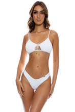 PURA CURIOSIDAD - Scoop Neck Cut Out Top & Tab Side High Leg Thong Bottom • White