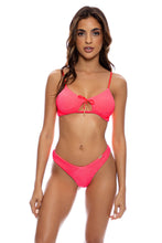 PURA CURIOSIDAD - Scoop Neck Cut Out Top & Tab Side High Leg Thong Bottom • Guava
