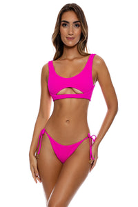 PURA CURIOSIDAD - Open Front Bralette & Seamless Full Tie Side Bottom • Kiss Me Pink