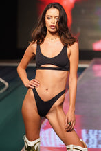 PURA CURIOSIDAD - Open Front Bralette & High Leg Bottom • Black Runway