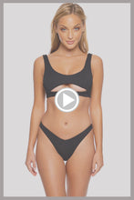 PURA CURIOSIDAD - Open Front Bralette & High Leg Bottom • Black Runway