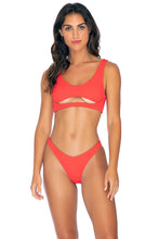 PURA CURIOSIDAD - Open Front Bralette & High Leg Bottom • Chili Pepper