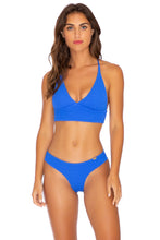 PURA CURIOSIDAD - Cross Back Bustier Top & Seamless Wavey Ruched Back Bottom • Blue Lagoon
