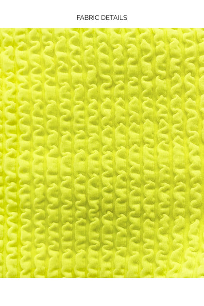 PURA CURIOSIDAD - Cross Back Bustier Top & Banded Moderate Bottom • Neon Yellow