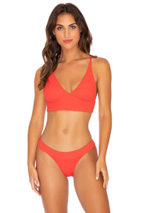 PURA CURIOSIDAD - Cross Back Bustier Top & Banded Moderate Bottom • Chili Pepper