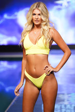 PURA CURIOSIDAD - Cross Back Bustier Top & High Leg Bottom • Neon Yellow Runway