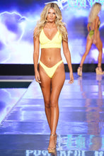 PURA CURIOSIDAD - Cross Back Bustier Top & High Leg Bottom • Neon Yellow Runway