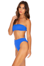 PURA CURIOSIDAD - Free Form Bandeau & High Leg Banded Waist Bottom • Blue Lagoon