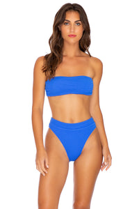 PURA CURIOSIDAD - Free Form Bandeau & High Leg Banded Waist Bottom • Blue Lagoon