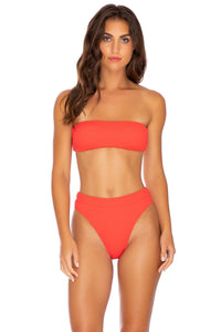 PURA CURIOSIDAD - Free Form Bandeau & High Leg Banded Waist Bottom • Chili Pepper