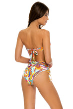 SUMMER LOVE - Gold V Ring Bandeau Top & High Waist Bottom • White