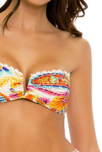 SUMMER LOVE - Gold V Ring Bandeau Top & High Waist Bottom • White