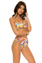 SUMMER LOVE - Gold V Ring Bandeau Top & High Waist Bottom • White