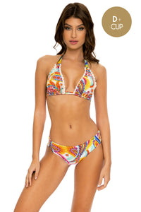 SUMMER LOVE - Triangle Halter Top & Seamless Full Ruched Back Bottom • White