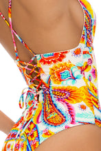 SUMMER LOVE - Laced Up Back High Leg One Piece • White