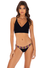 JUNGLE GLOW - Cross Back Bustier Top & Banded Moderate Bottom • Multicolor