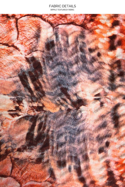 SKINS - Triangle Top & Wavey Ruched Back Tie Side Bottom • Coral Snake