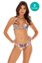 SKINS - Triangle Halter Top & Banded Full Bottom • Natural Snake