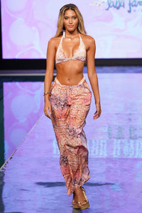 SKINS - Triangle Halter Top & Split Side Wide Leg Pant • Coral Snake Runway