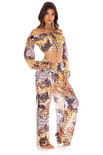 SKINS - Crop Top & Split Side Wide Leg Pant • Natural Snake Runway