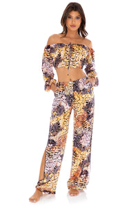 SKINS - Crop Top & Split Side Wide Leg Pant • Natural Snake