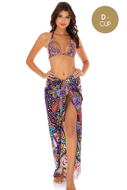 TIKI BABE - Triangle Halter Top & Pareo • Multicolor