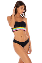 NIGHT LIGHTS - Cinched Bandeau Top & Seamless Full Ruched Back Bottom • Black