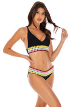 NIGHT LIGHTS - Cross Back Bustier Top & Banded Full Bottom • Black