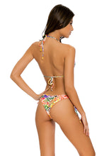 SHOCKING FLORALS - Triangle Top & Wavey Ruched Back Tie Side Bottom • Multicolor