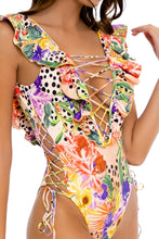 SHOCKING FLORALS - Open Side One Piece Bodysuit • Multicolor