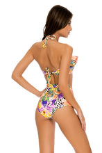 SHOCKING FLORALS - Bandeau Top & Ruffle Mesh Divided High Leg Banded Waist Bottom • Multicolor Runway