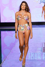 SHOCKING FLORALS - Bandeau Top & Ruffle Mesh Divided High Leg Banded Waist Bottom • Multicolor Runway