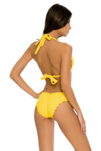 PLAYA VIBES - Triangle Halter Top & Seamless Full Ruched Back Bottom • Yellow