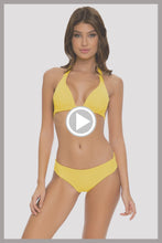 PLAYA VIBES - Triangle Halter Top & Seamless Full Ruched Back Bottom • Yellow