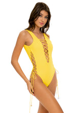 PLAYA VIBES - Open Side One Piece Bodysuit • Yellow Runway