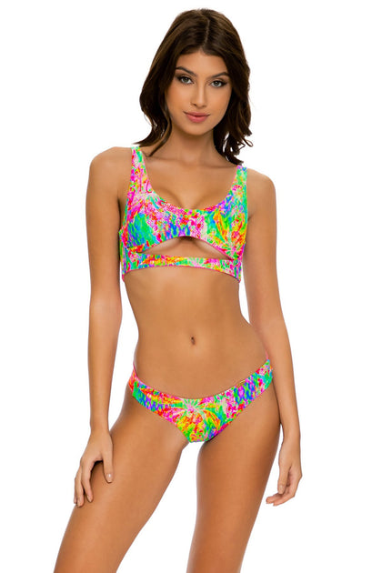 LEMONADE RUSH - Open Front Bralette & Seamless Wavey Ruched Back Bottom • Multicolor