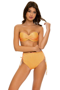 REBEL GLAM - Underwire Push Up Bandeau Top & High Waist Bottom • Disco Gold