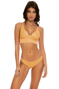 REBEL GLAM - Cross Back Bustier Top & Seamless Wavey Ruched Back Bottom • Disco Gold