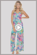 CELESTIAL DREAMS - Drawstring Neckline Wide Leg Jumpsuit • Multicolor
