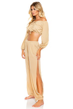 GODDESS ALLURE - Crop Top & Split Side Wide Leg Pant • Gold Rush