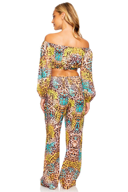 DIOSA SALVAJE - Crop Top & Flare Bottom Pants • Multicolor