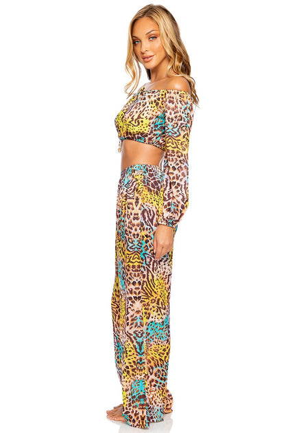 DIOSA SALVAJE - Crop Top & Flare Bottom Pants • Multicolor