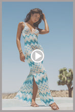 SKY WAVES - Gold Trim V- Long Dress • Aqua Campaign