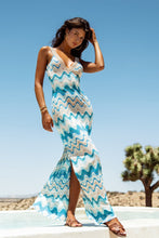 SKY WAVES - Gold Trim V- Long Dress • Aqua Campaign