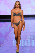 DREAMWEAVER - V Splice Bralette & Wavy Ruched Back  Bottom • Navy  Gold Runway