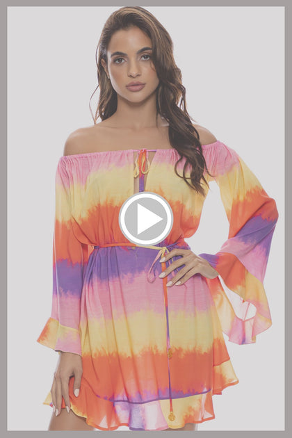 MIAMI SUNSETS - Off The Shoulder Ruffle Dress • Multicolor