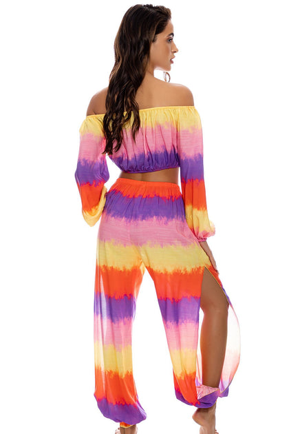 MIAMI SUNSETS - Crop Top & Split Side Jogger Pant • Multicolor