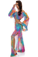 WILD WATERS - Off The Shoulder Ruffle Crop Top & Split Side Wide Leg Pant • Multicolor