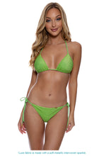 STARDUST - Stitch Triangle Top & Stitch Ruched Back Brazilian Tie Side Bottom • Lime